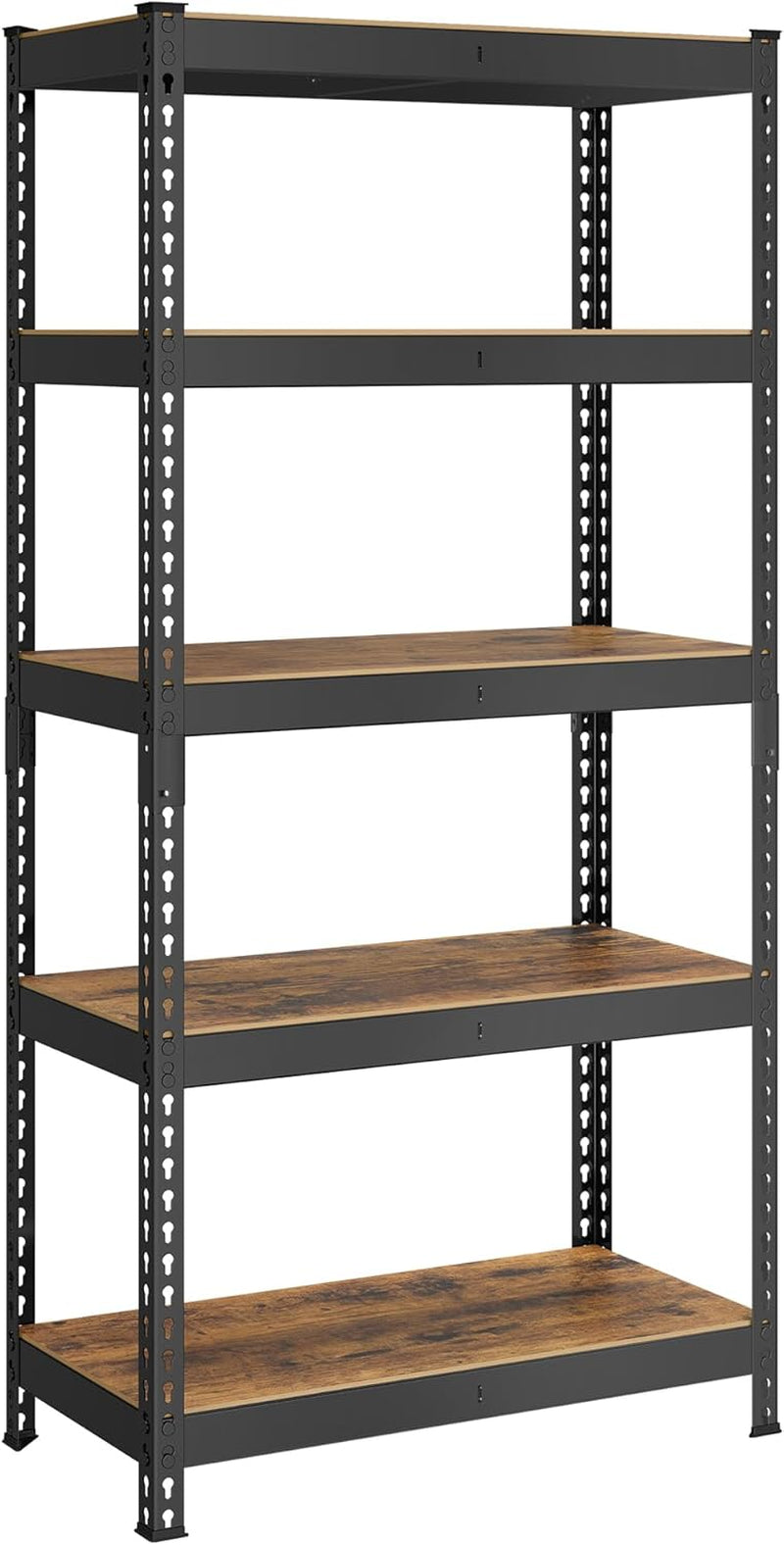 5-Tier Storage Shelves, Load 2310 Lb, Garage Storage, Boltless Assembly, Adjustable Shelving Unit, 17.7 X 35.4 X 70.9 Inches, for Study Shed Basement, Black and Rustic Brown UGLR450B11