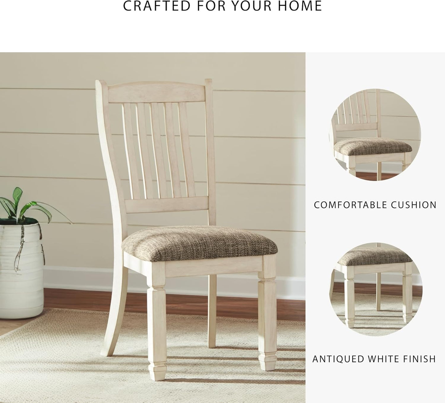 Bolanburg 20" Upholstered Dining Room Chair, Set of 2, Antique White