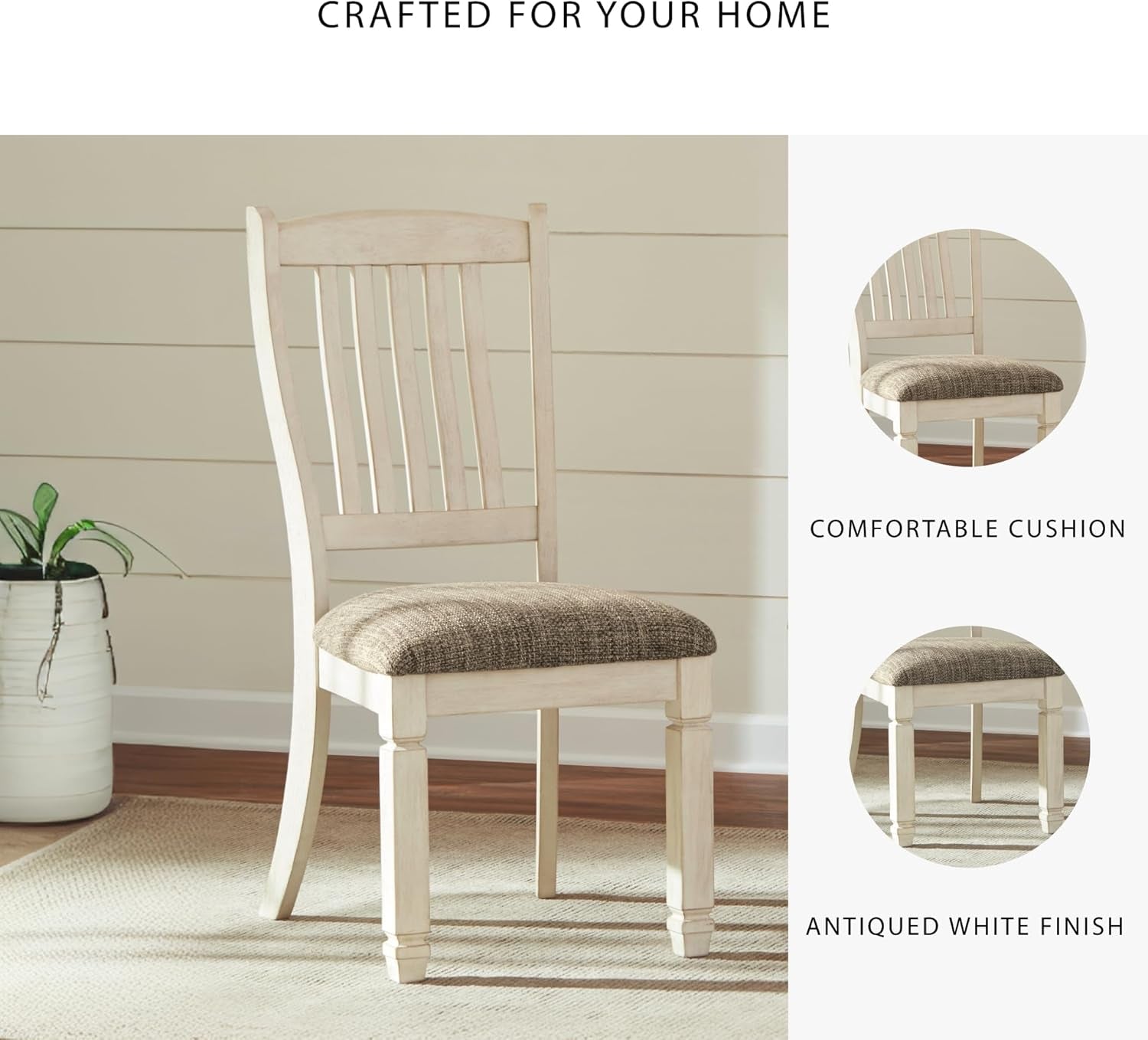 Bolanburg 20" Upholstered Dining Room Chair, Set of 2, Antique White