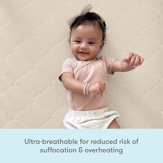 Crib Mattress and Toddler Bed - Ultra-Breathable Proven to Reduce Suffocation Risk, Washable Core & Cover, 2-Stage, Deluxe 5.5" Thick - Sandstone