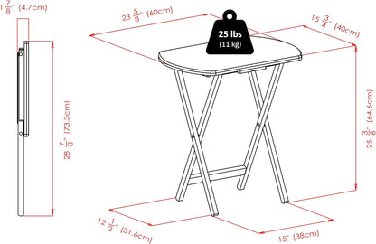 Cade Set of 2 Foldable Snack Tables, Oversized, for Living Room, 25", No Assembly, Coffee
