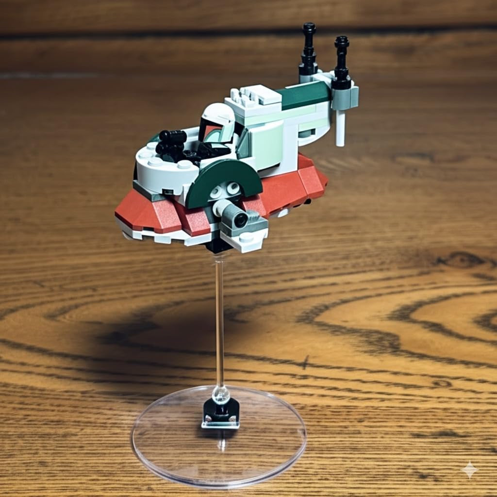 Y-Wing Microfighter Display Stand -4-Pack No-Assembly, Transparent Riser with 2X2 Brick Connection, Upgraded Wide Base, Compatible with LEGO Star-Wars N-1 Starfighter Microfighter 75363,75344