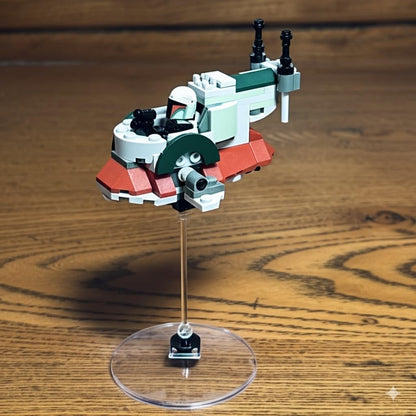 Y-Wing Microfighter Display Stand -4-Pack No-Assembly, Transparent Riser with 2X2 Brick Connection, Upgraded Wide Base, Compatible with LEGO Star-Wars N-1 Starfighter Microfighter 75363,75344