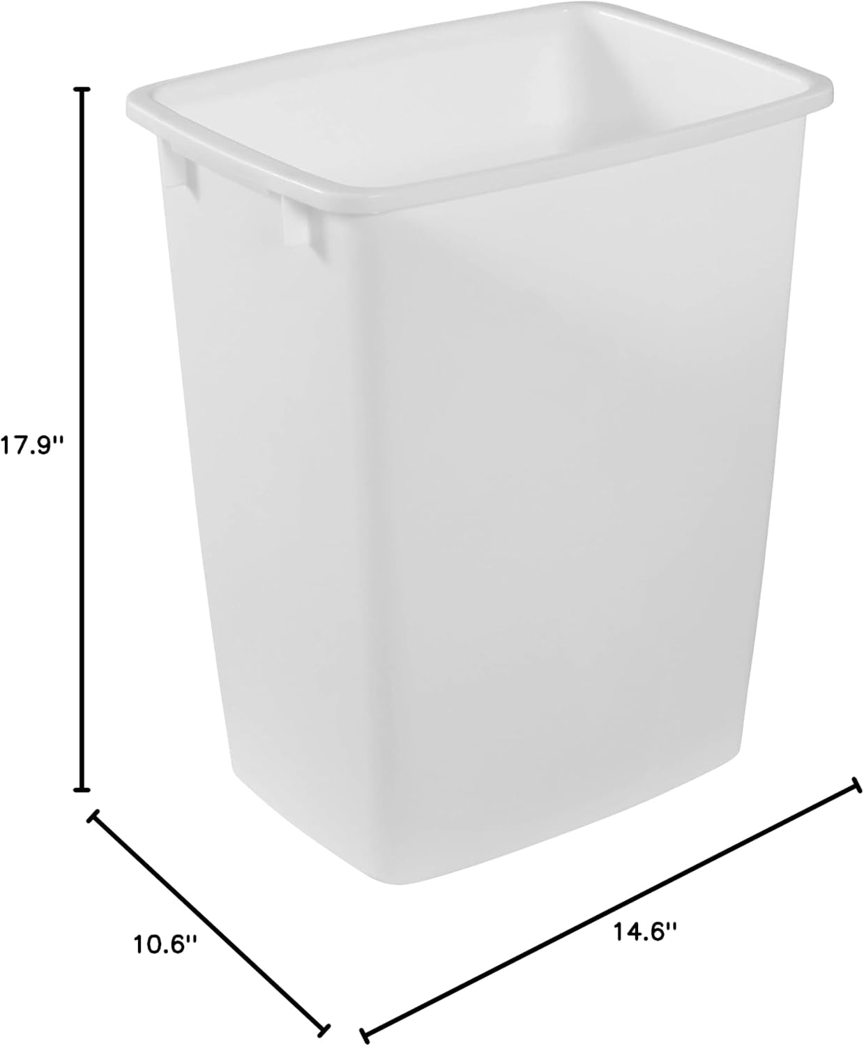 Small Kitchen Bathroom Trash Can, 9 Gallons, White, Waste Basket for under Counter/Kitchen/Office/Bedroom/Bathroom