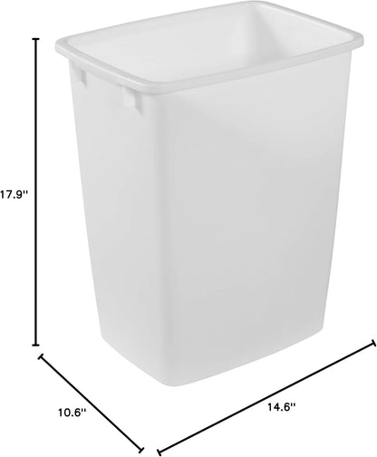 Small Kitchen Bathroom Trash Can, 9 Gallons, White, Waste Basket for under Counter/Kitchen/Office/Bedroom/Bathroom