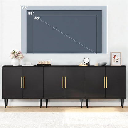 Modern Storage Cabinet, Free Standing Buffet Cabinet, Black Sideboard and Buffet Storage, Wood Accent Furniture for Living Room, Hallway, Entryway, Dining Room (1, Black)