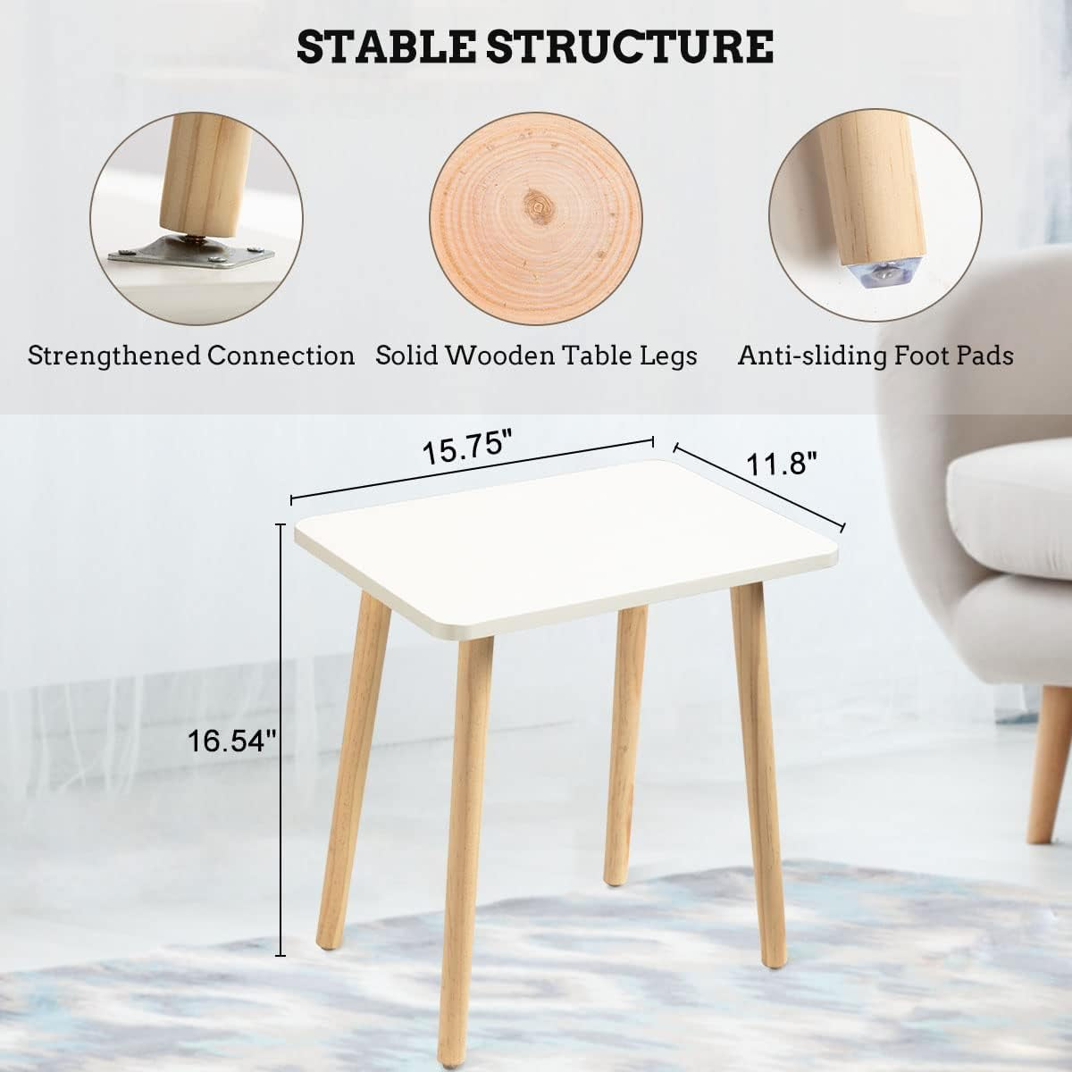 Nursery Side Table, Small End Table Accent Table Living Room Balcony Office, Modern Side Bedside Home Decor, for Small Spaces, Easy Assembly