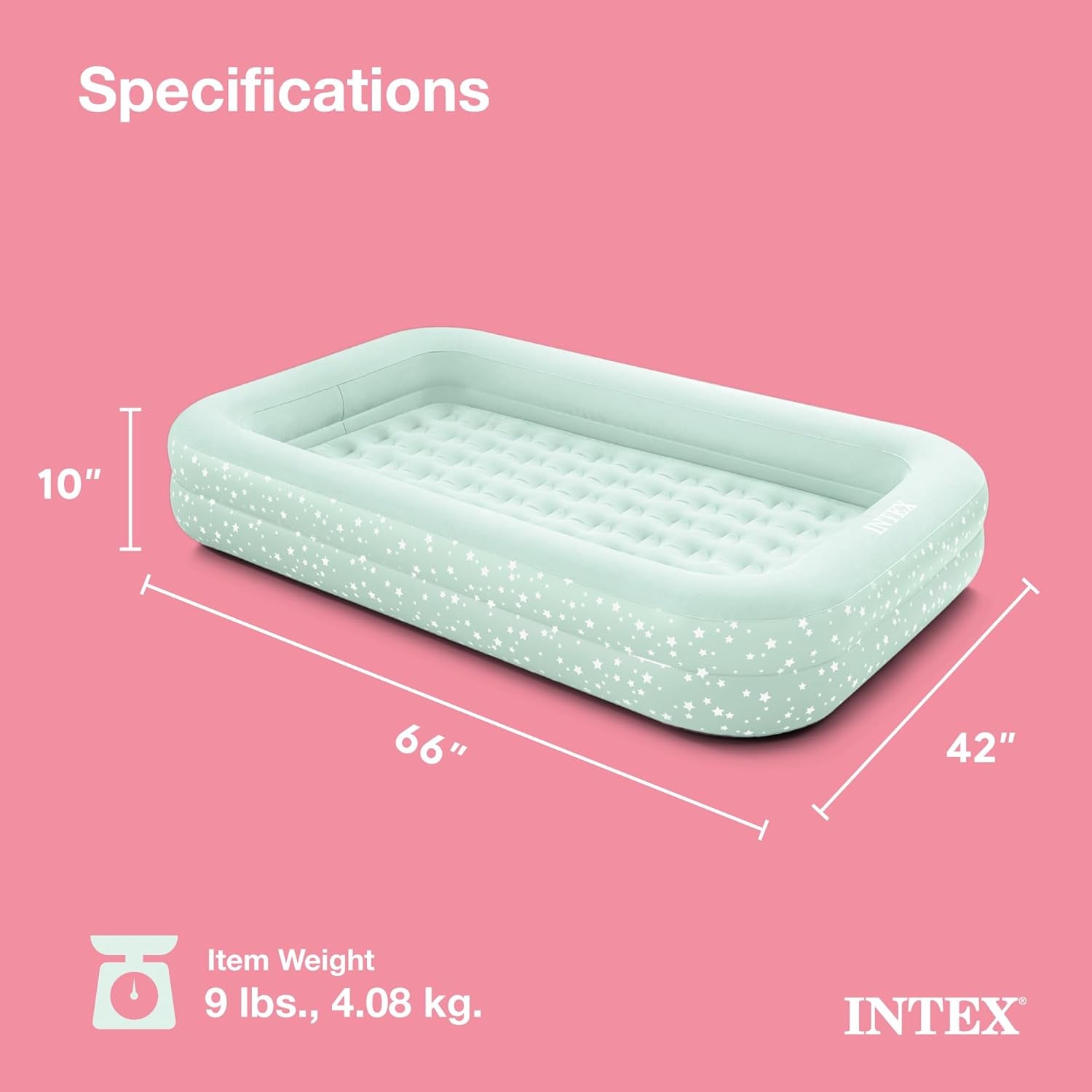 Kids Travel Air Mattress Inflatable Bed with Raised Sides and Hand Pump - Portable Blow-Up Toddler Traveler Bed for Children'S Naps or Sleep