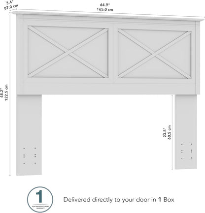 Full/Queen Headboard, Farmhouse X Design Head Board for Full or Queen Size Bed Frame, Frame and Mattress Not Included, Modern Bedroom Furniture, Key West Collection, Pure White Oak