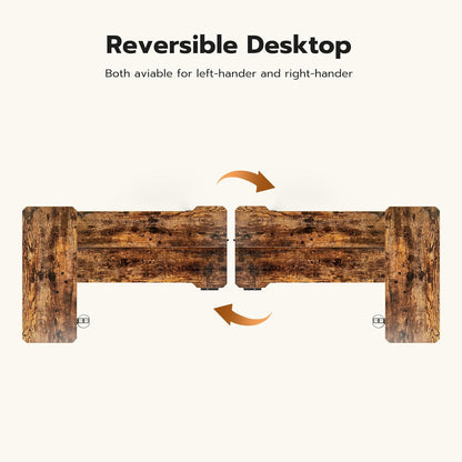 59 Inch L Shaped Standing Desk Electric Adjustable Height, Corner Standing Desk, Electric Sit Stand Table with Reversible Splice Boards for Computer Office Home (Rustic Brown)