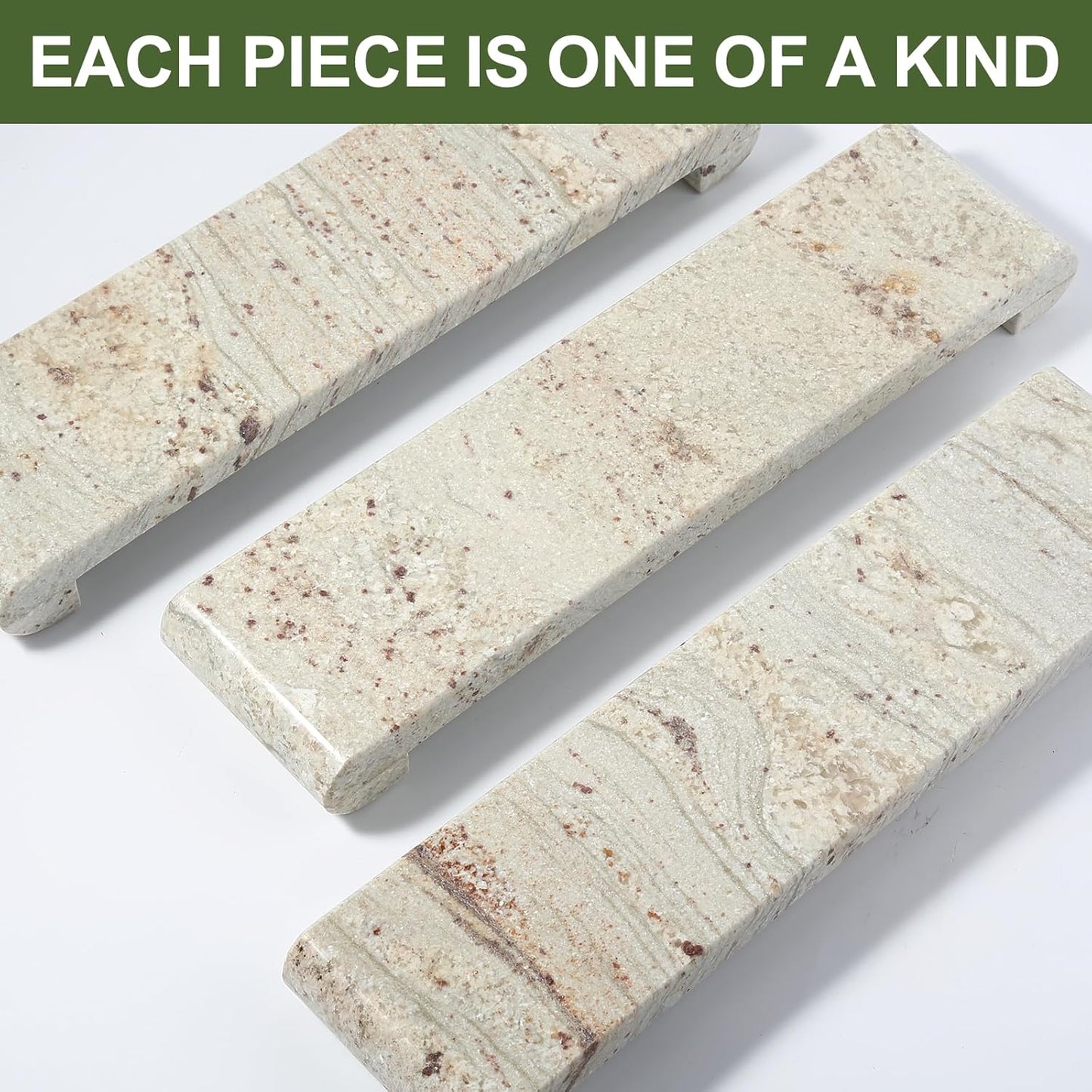 Natural Marble Pedestal Stand, Marble Tray for Kitchen Counter, Bathroom, Home Decor, Small Potted Plant Tray 4.02" X 15.98" Soap Dish Holder for Jewelry, Vanity, Counter Luxury Decorative Tray (River White)