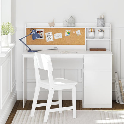 Kids Study Desk with Chair, Kids Desk and Chair Sets with Hutch and Storage Cabinet, Wooden Children Study Table, Student Writing Table Computer Workstation for 5-12 Years Old