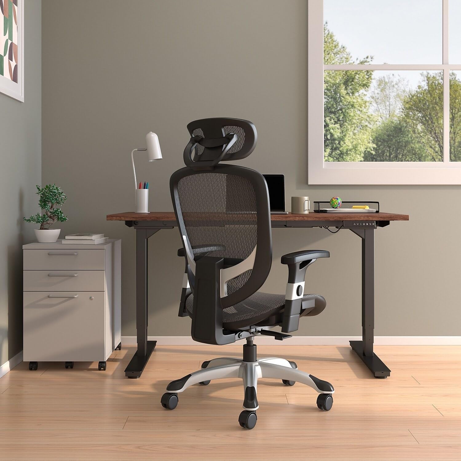 Hyken Ergonomic Swivel Task Chair, Adjustable Office Chair with Breathable Mesh and Lumbar Support, Perfect for Home and Office, Black