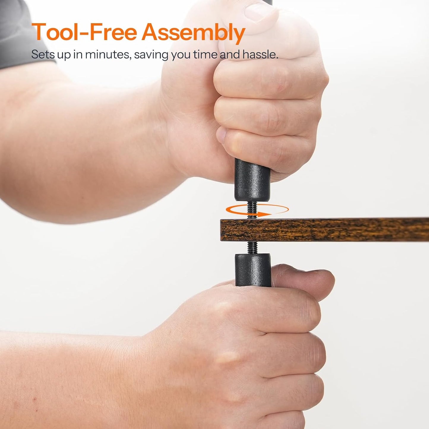 Narrow Side Table, 3-Tier Slim End Table No Tools Needed, Twist-On Assembly, Skinny Nightstand Sofa Storage Shelf for Living Room, Bedroom, Study, Rustic Brown and Black BF246BZ01N1