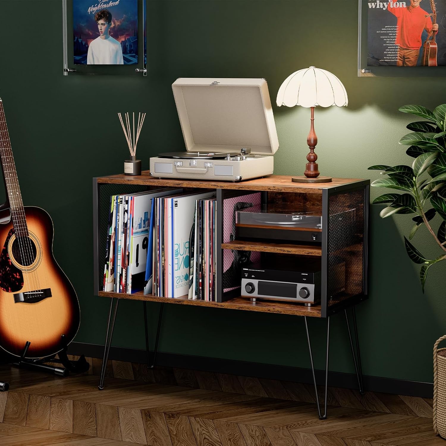 Record Player Stand, Record Player Table with Vinyl Storage Holds up to 230 Albums Storage Cabinet Turntable Stand Album Shelf and Holder