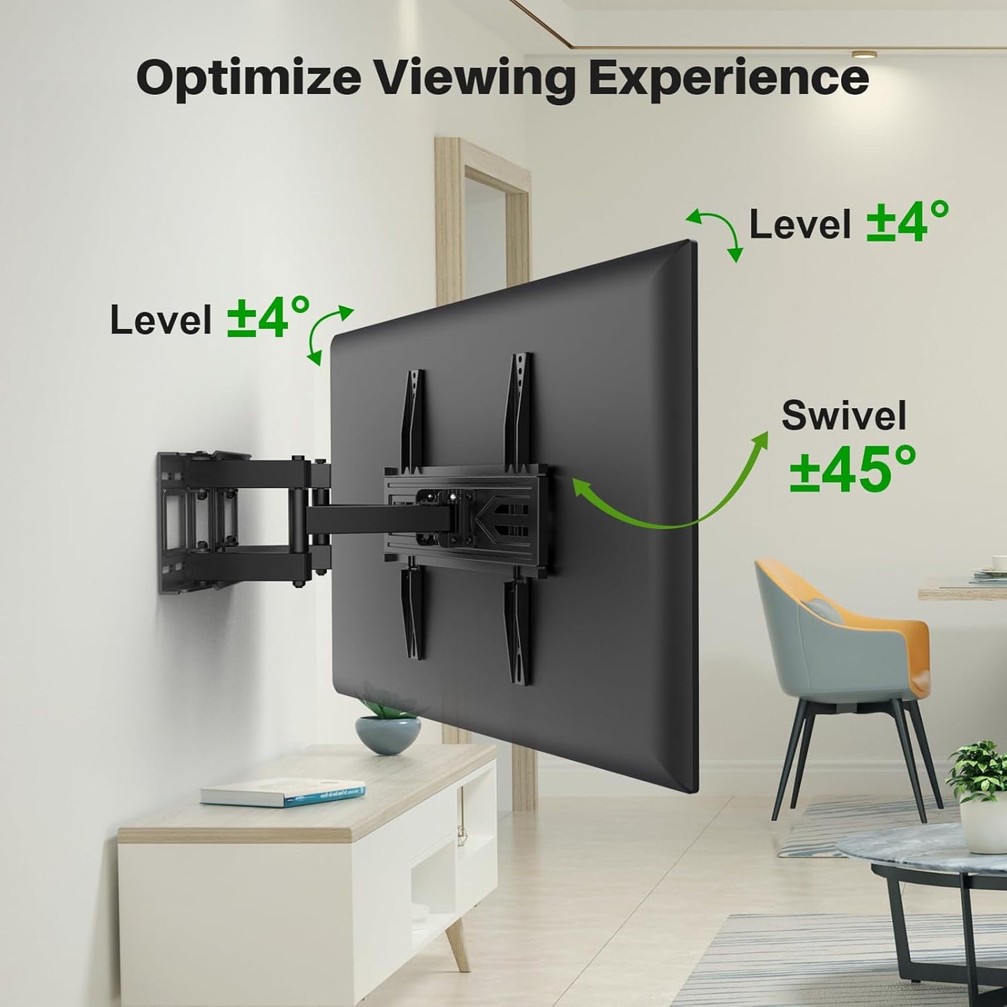 Full Motion TV Wall Mount for Most 32-70 Inch Tvs up to 99 Lbs, Wall Mount Bracket with Dual Articulating Arms, Swivel, Tilt, Max VESA 400X400Mm, TV Mount Fits 12”/16” Wood Studs