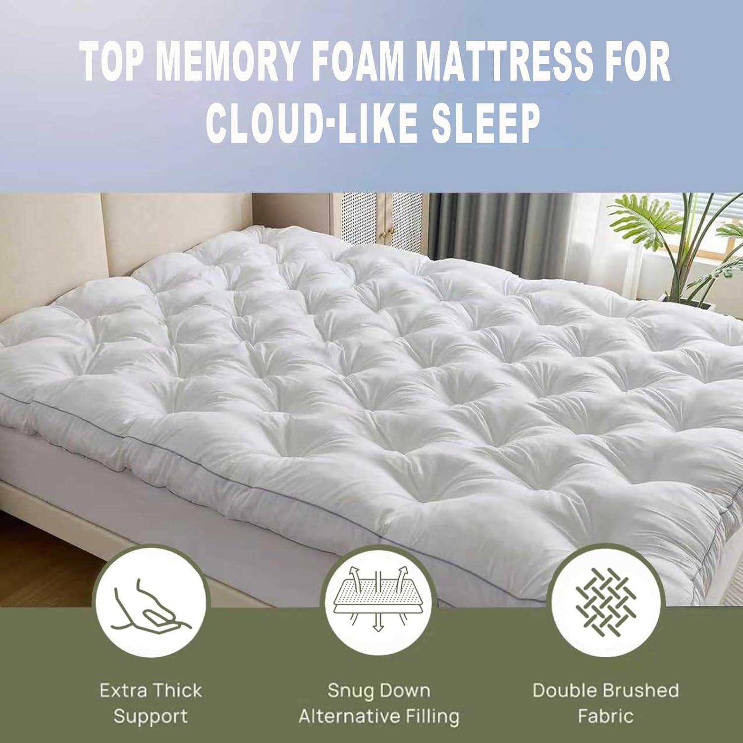 5 Inch Memory Foam Mattress Topper Queen for Back Pain Relief, Extra Thick Gel Memory Foam Bed Topper, Soft Fluffy Supportive Pressure Relief Mattress Pad, 80"X60"