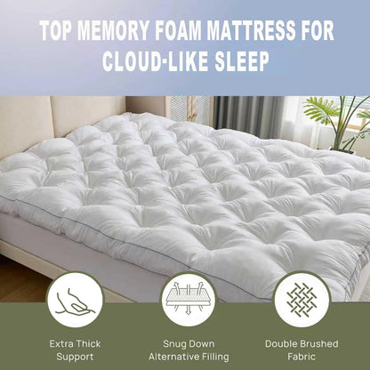 5 Inch Memory Foam Mattress Topper Queen for Back Pain Relief, Extra Thick Gel Memory Foam Bed Topper, Soft Fluffy Supportive Pressure Relief Mattress Pad, 80"X60"