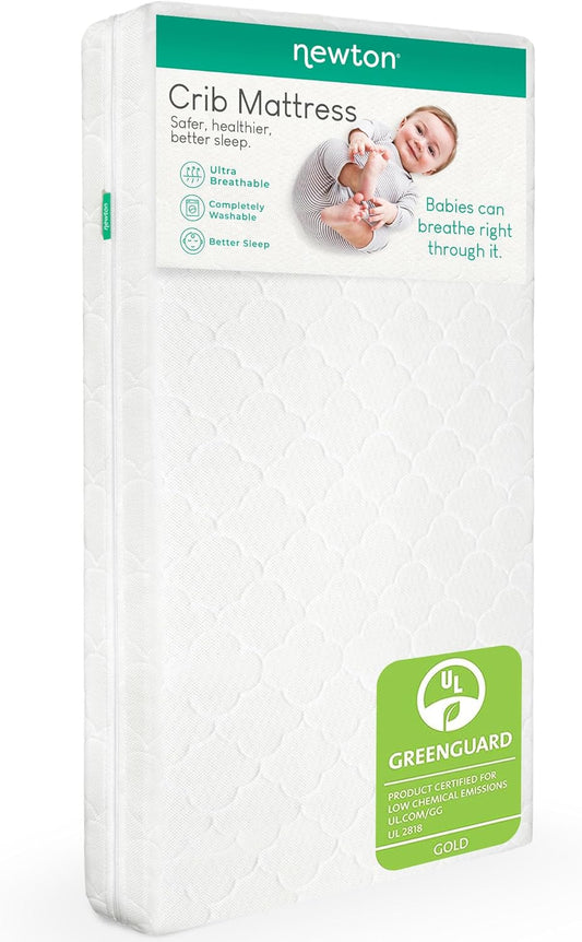Crib Mattress and Toddler Bed - Ultra-Breathable Proven to Reduce Suffocation Risk, Washable Core & Cover, All-Stages, Infant to Toddler, Deluxe 5.5" Thick - White