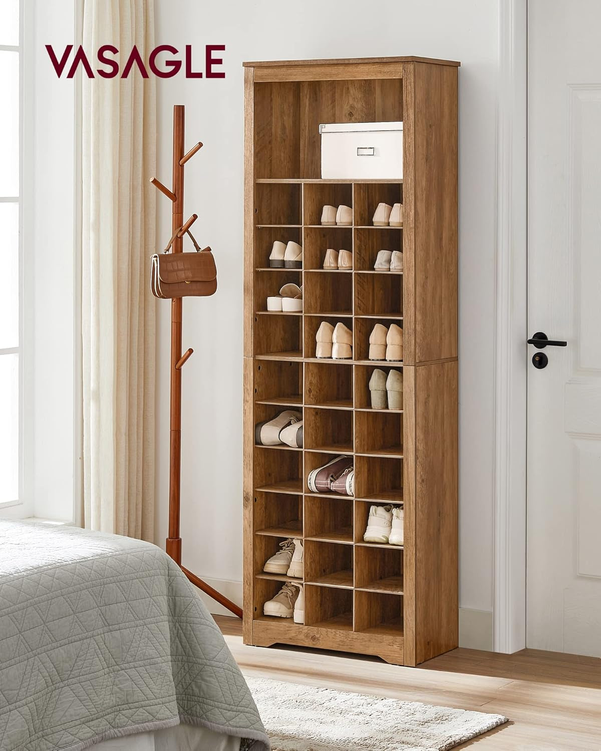 Shoe Storage Cabinet, 10 Tier Shoe Rack Organizer, Holds up to 30 Pairs of Shoes, for Entryway Bedroom, 12.6 X 24.8 X 73.6 Inches, Rustic Walnut ULBS273T41