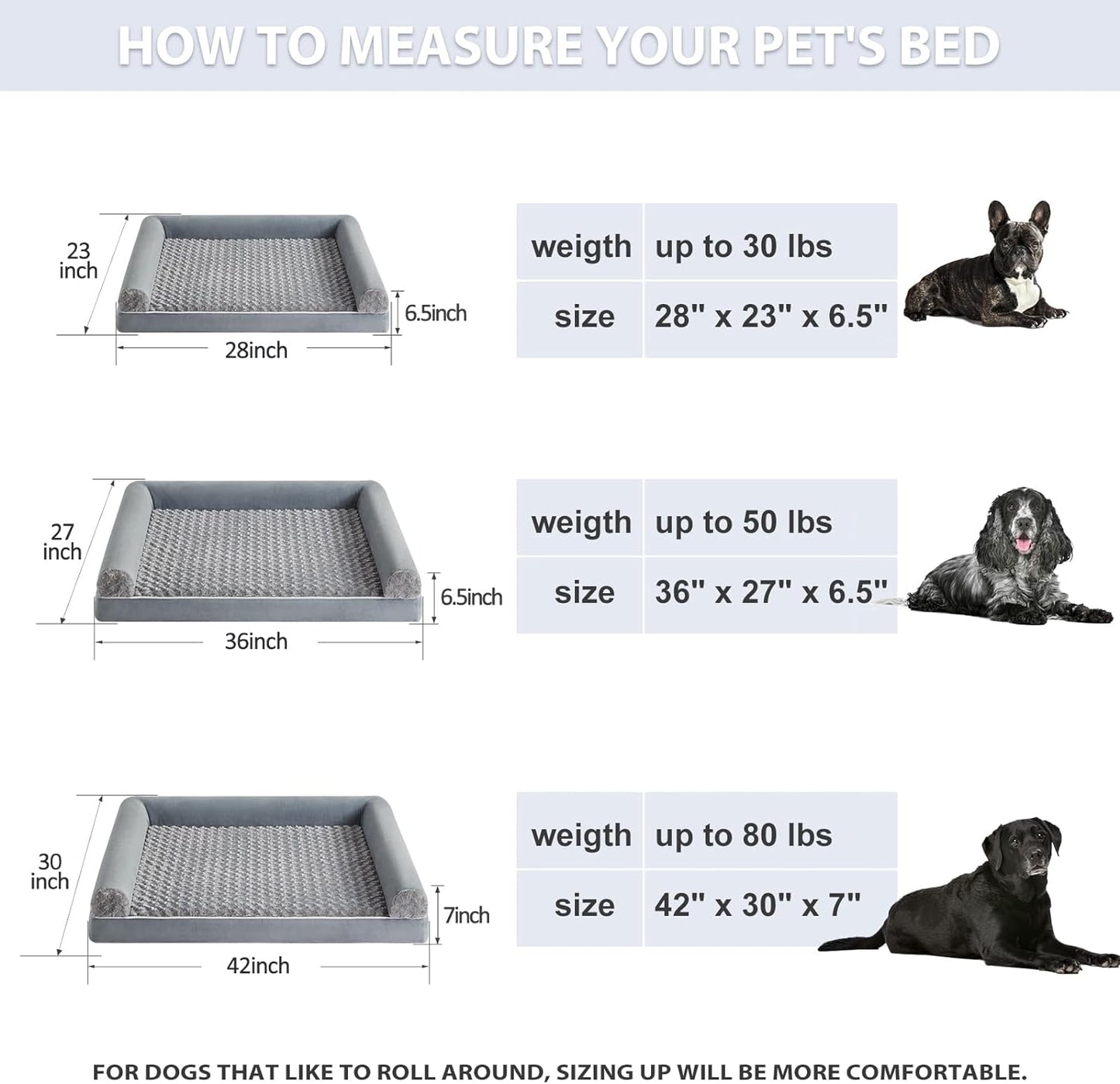 Dog Beds for Large Dogs, Orthopedic Dog Bed for Medium Large Dogs,Big Waterproof Couch Pet Bed with Removable Washable Cover