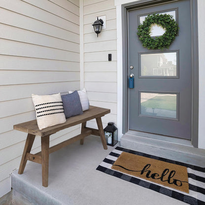 47" Farmhouse Wood Bench, Dining Room Bench, Entryway Bench for Living Dining Room, Solid Wood, Easy to Assemble, Brown