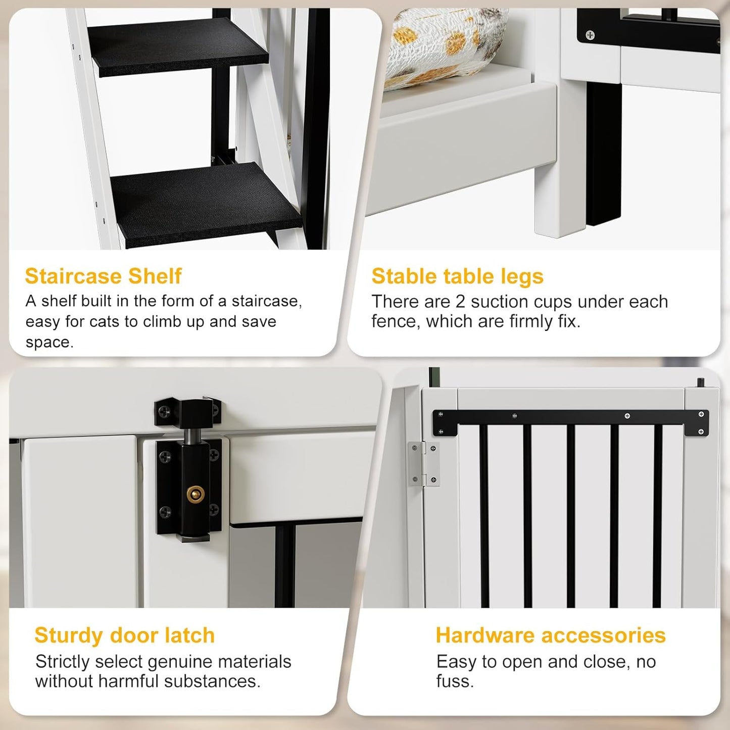 Dog Crate Furniture, Pet Bunk Bed with Stairs and Storage, Dogs/Cats Window Perch, with Multi-Purpose Blanket and Fluffy Dog Bed for Small Medium Size