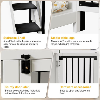 Dog Crate Furniture, Pet Bunk Bed with Stairs and Storage, Dogs/Cats Window Perch, with Multi-Purpose Blanket and Fluffy Dog Bed for Small Medium Size (55.1L X 28.5" W X 37.4" H)