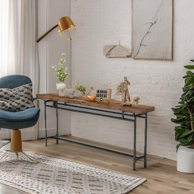Console Table, 70.9 Inches Extra Long Sofa Table for Living Room, Industrial Narrow Console Sofa Tables behind Couch, Entryway Hallway Foyer Table for Entrance, Bedroom, Rustic Brown