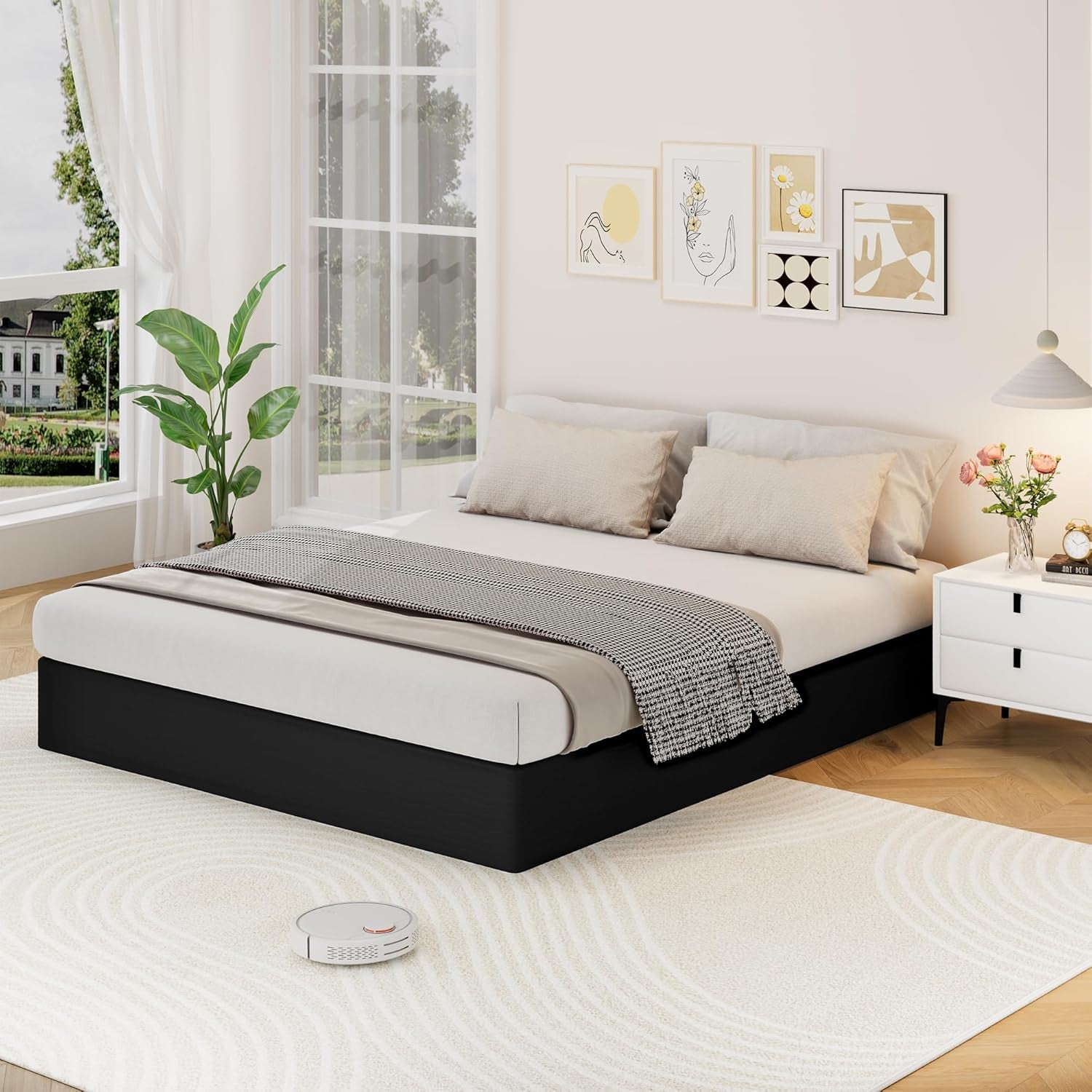 Queen Box Spring, 10 Inch High Profile Box Spring for Queen Bed, 3000 Lbs Heavy Duty Metal Frame Mattress Foundation with Fabric Cover, Easy Assembly-Noise Free