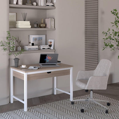 Workspace by  Mid-Century Task Chair, Supports up to 275 Lb, 18.9" to 22.24" Seat Height, Cream Seat, Cream Back