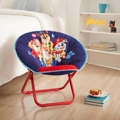 Paw Patrol Toddler Saucer Chair 19” Folding Kids Chair, Ages 3+, Portable & Lightweight, Cozy Padded Seat for Playroom, Bedroom