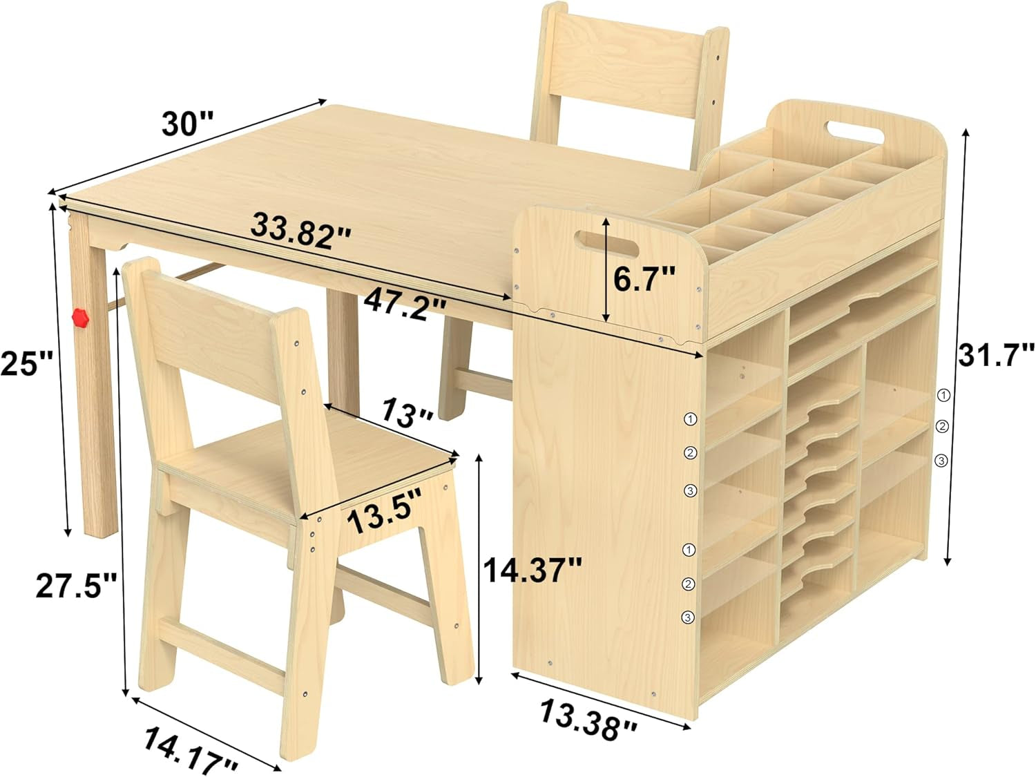 Kids Art Table and Chairs Set, Craft Desk with Large Storage and Portable Art Supply Organizer for Children Ages 8-12, 47" L X 30" W