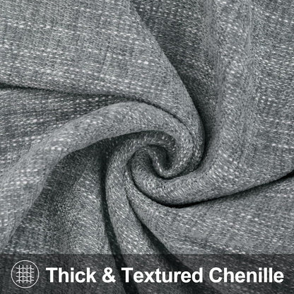 Christmas Chenille Decorative Throw Pillow Covers 18X18 Set of 2, Farmhouse Textured Square Neutral Solid Accent Pillow Covers for Couch Sofa Bed Living Room Home Decor, Grey