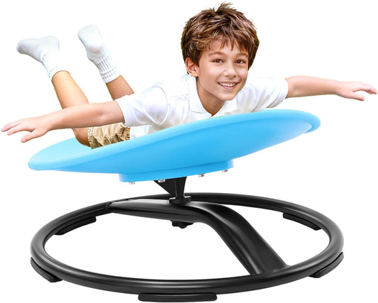 Spinning Chair for Autistic Kids (3-18 Years), Sensory Swivel Chair for Teens with Adhd/Autism – 21×19 Inch 220LBS Weight Capacity Seat – Sit and Spin Calming Toy for Body Balance (Blue)