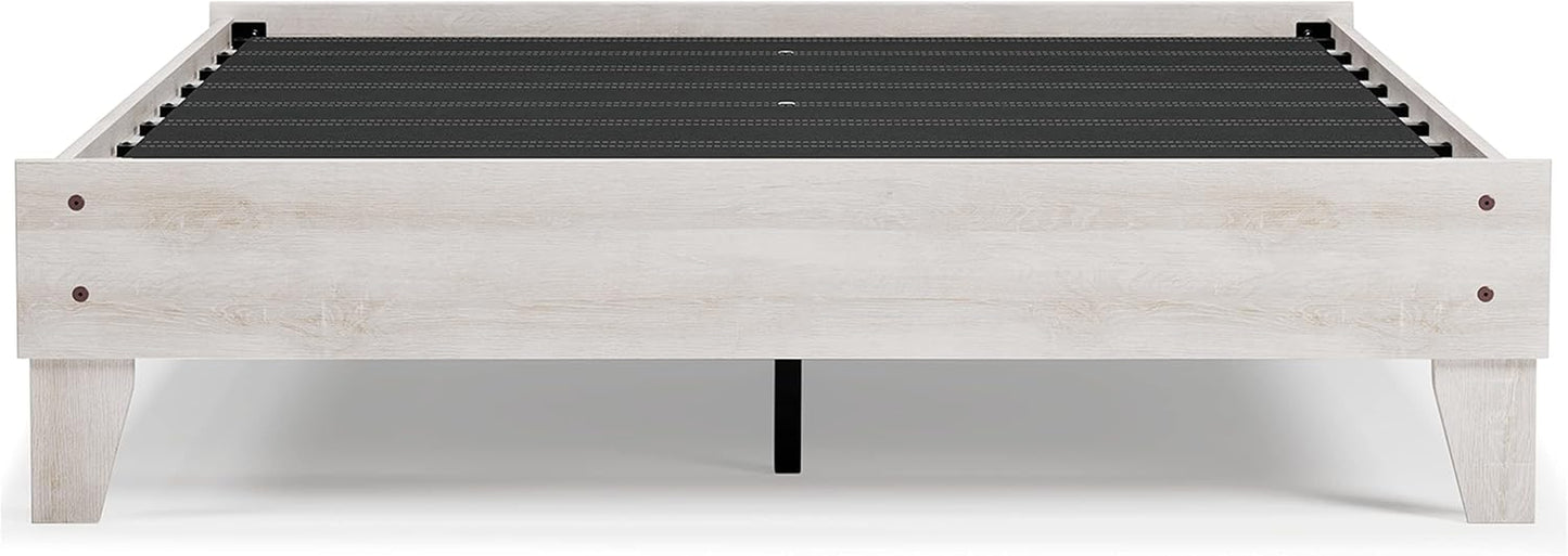 Shawburn Modern Farmhouse Platform Bed, Queen, Whitewash