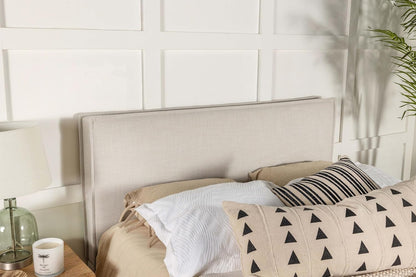 Home Furnishings - Izzy - Wood - Upholstered Panel Headboard with Flange Details, Foam Padding and Contemporary Style - Bedroom - Eastern/California King Size - Sand - 315985K