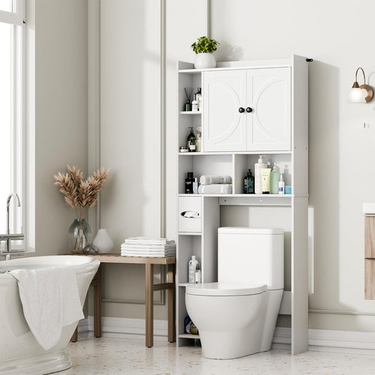 Over the Toilet Storage Cabinet, Bathroom Shelf over Toilet, Bathroom Storage Cabinet Organizer, White
