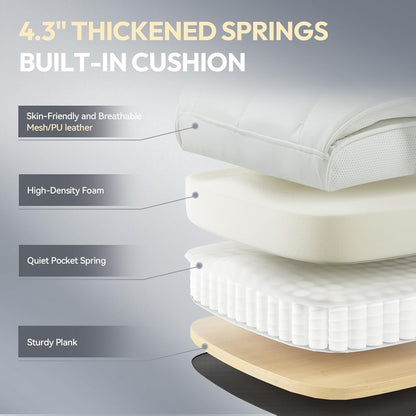 Big and Tall Office Chair with Pocket Spring Cushion,High Back Computer Gaming Chairs with Adjustable Armrests and Lumbar Support,Executive Desk Chairs with Footrest(Pu Leather,White)