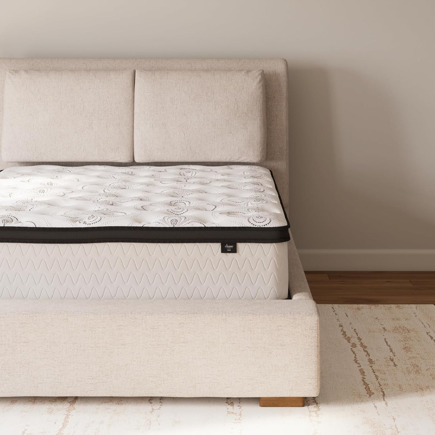Queen Size Chime 12 Inch Medium Firm Hybrid Mattress with Cooling Gel Memory Foam for Pressure Relief, Fiberglass Free, Mattress in a Box