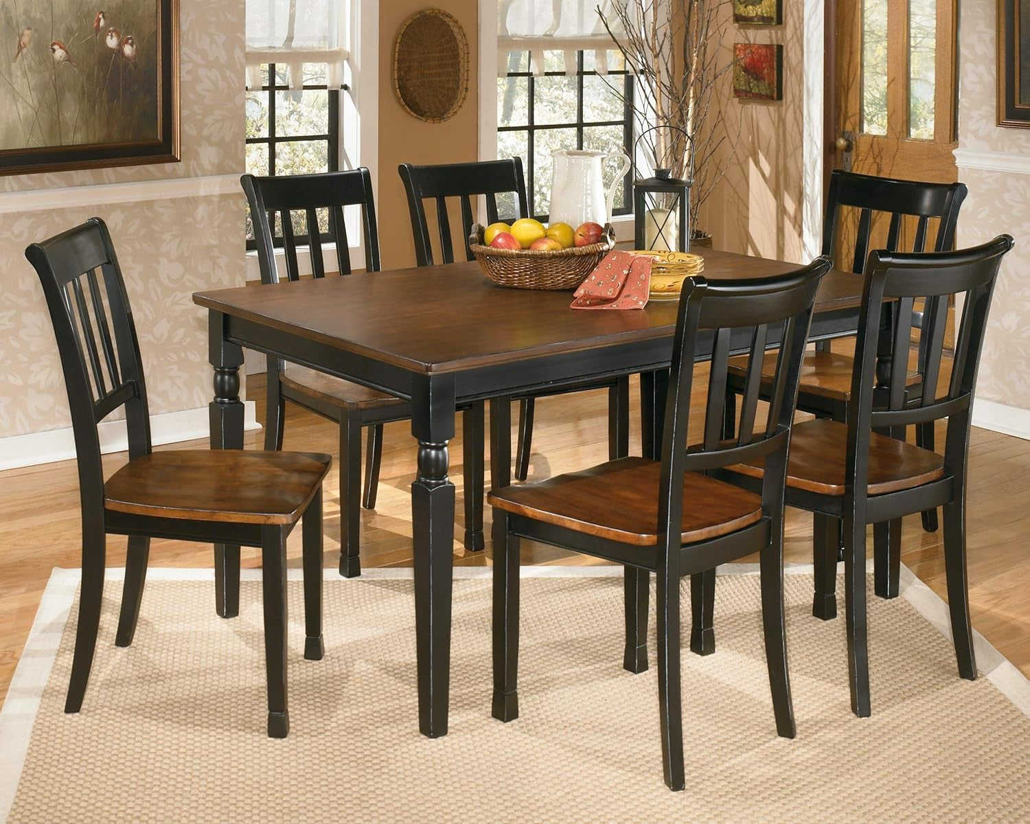 Owingsville Modern Farmhouse Dining Room Side Chair, Set of 2, Black and Brown