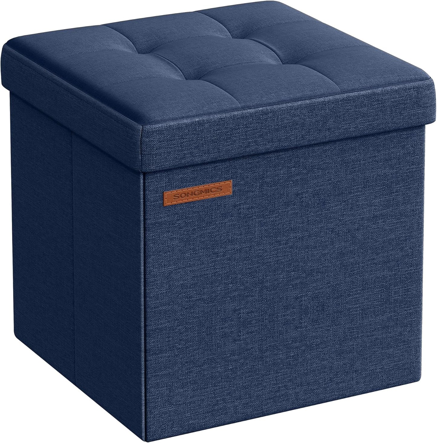 Storage Ottoman, Foldable Small Ottoman Foot Rest, 11.8 Inches Foot Stool, Cube Ottoman with Storage, Load up to 286 Lb, for Living Room, Bedroom, Dorm, Ink Black ULSF028B01