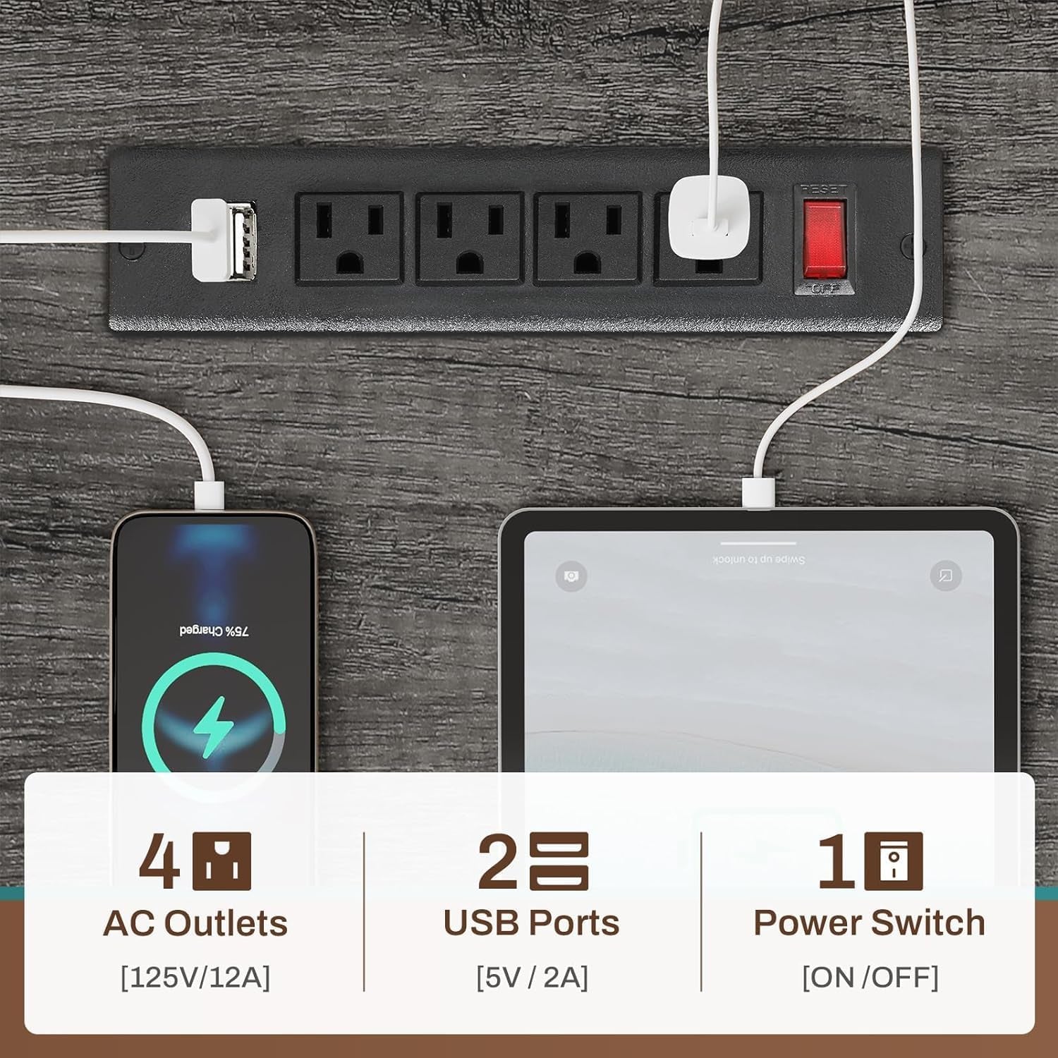 59" Office Desk with Drawers, Reversible Computer Desk with File Drawers & Storage, Gaming Desk with LED Lights & Power Outlet, Home Office Desks for Printer, Rustic Brown