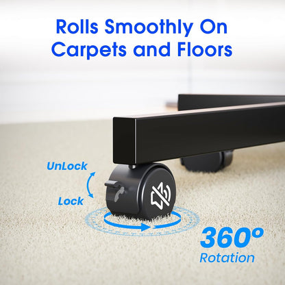 Mobile TV Stand for 23-60 Inch LCD LED OLED Flat Panel Curved Screen Tvs up to 88 Lbs, Tilt and Height Adjustable, Locking Rolling Wheels TV Cart, Max VESA 400X400Mm, Black