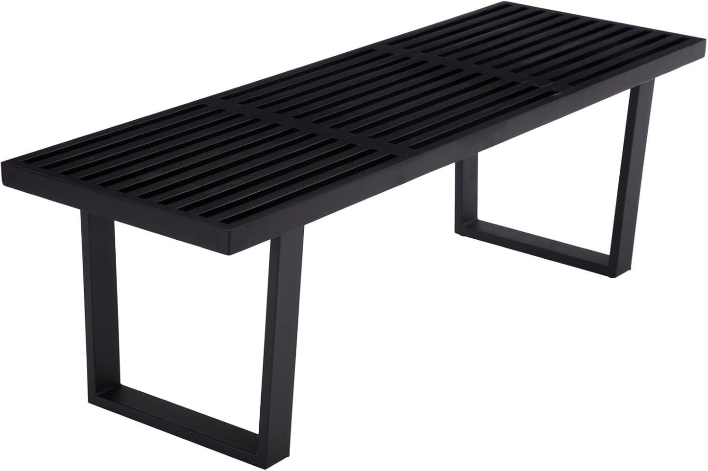 55" Black Solid Wood Entryway Bench, Modern Nelson End of Bed Bench for Bedroom W/Metal Legs, Dining Bench Long Ottoman for Front Entryway Living Room Dining Room Kitchen