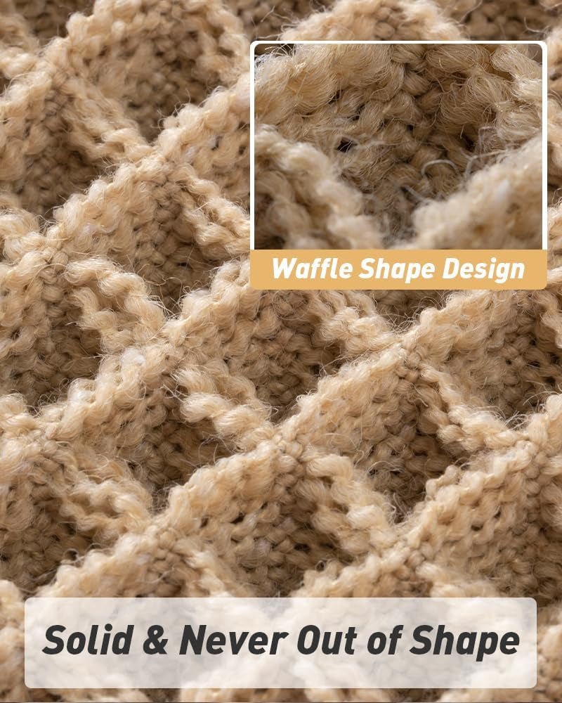 Upgraded Waffle Bath Mat, Super Absorbent Non Slip Bath Mats for Bathroom Floor, Machine Washable Bathroom Rugs with Tassels, Rubber Backed Bathroom Mats, Ultra Soft, 17" X 24", Brown