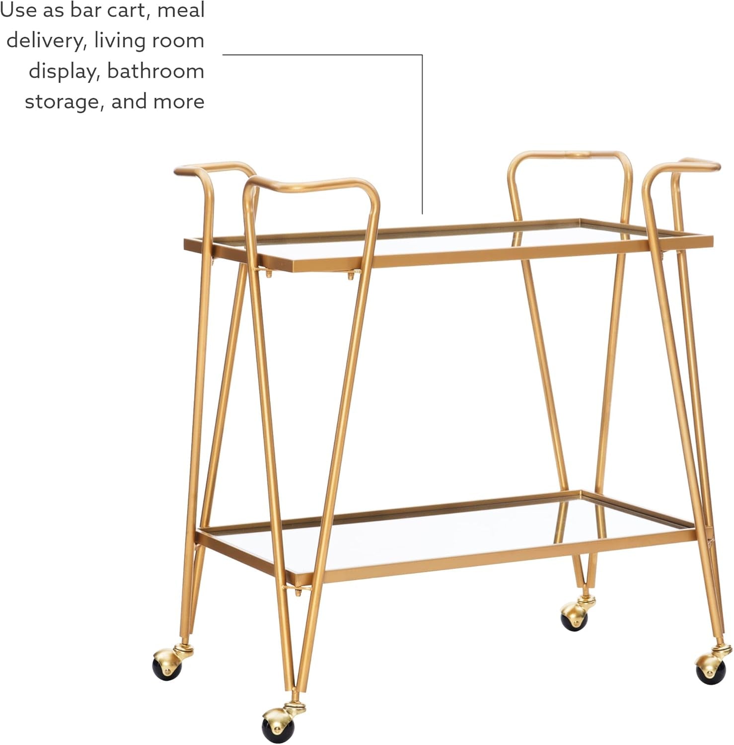 Gina Mid-Century Bar Cart, Gold