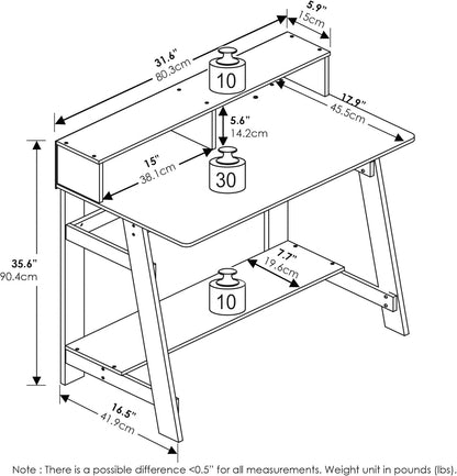 Simplistic Desk, Gaming Desk with Monitor Stand, a Frame Computer Desk, Office Desk for Home Office, Bedroom, Amber Pine