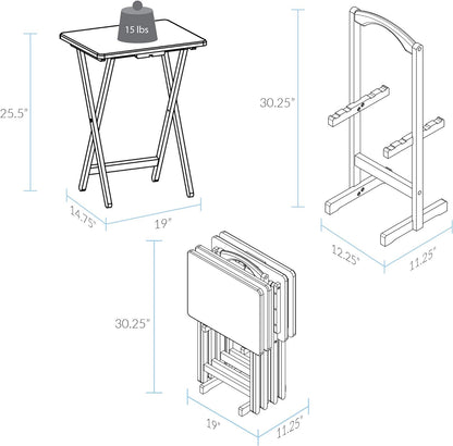 660-40 Tray Table Set, Natural, 14.75 in X 19 in X 25.5 In, 5 Piece