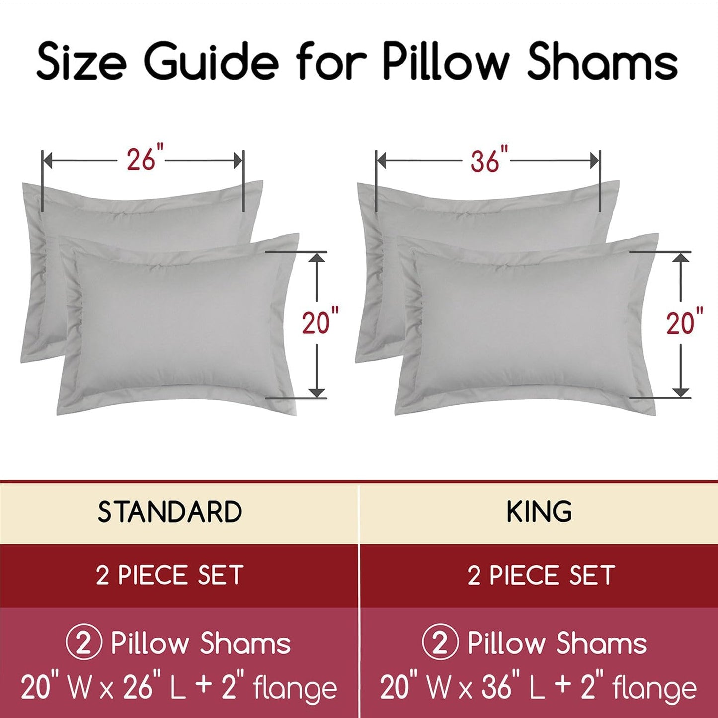 Pillow Shams Set - 2 PC Iconic Collection Decorative Pillow Covers - Soft, Cooling, Wrinkle, Fade, Stain Resistant - Luxury Bed Accessories (King 20" X 36", Beige)
